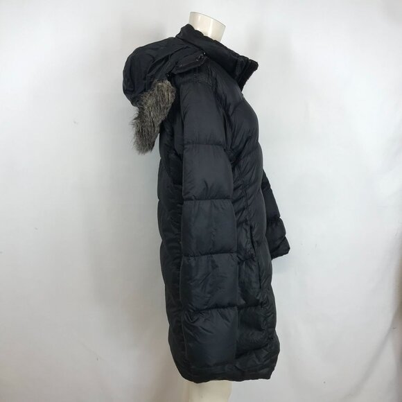 MOUNTAIN HARDWEAR - WOMEN'S MEDIUM - BLACK FULL ZIP HOODED DUCK DOWN PARKA COAT - Picture 4 of 9